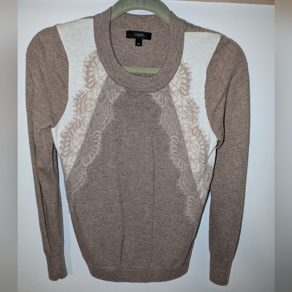 J. Crew Fitted Lace-detailed Wool Sweater Top